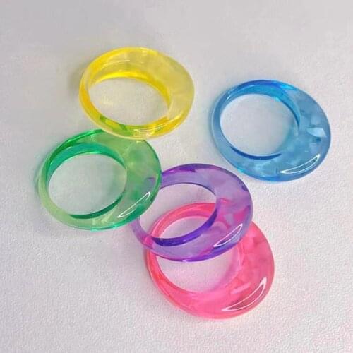 Y2K Jewelry Acrylic Candy Color Embedded Shell Rings for Women Fashion Harajuku Cute Vintage Ring Charm 90s Aesthetic Gifts 2021