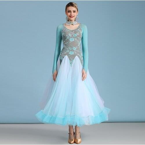Rhinestone Ballroom Dance Competition Dresses Women Waltz Standard Dance Stage Dress Tango Foxtrot Performance Clothing DC4607