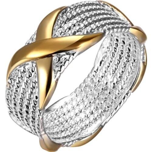 New Style 925 Silver Fashion Jewelry Letter X Ring Color Separation For Women Engagement Party Wedding Fashion Glamour Jewelry