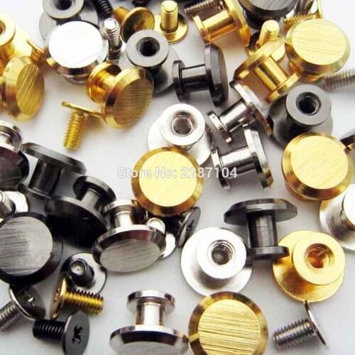 10pc Brushed Pure Copper Flat Round Head Stud Spot Screwback Back Leather Bag Belt Chicago Screw Nail Rivet Button 3 color 10mm