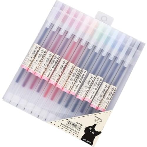 12 Pcs Colorful Art Drawing Pens 0.5mm Smooth Gel Pen for Students Writing Journaling Card Making Japanese Simple Natural Pen