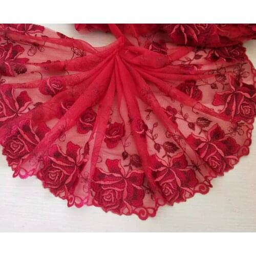 2 Colors 2 Yards Lace Trim Rose Flower Embroidered Tulle Lace 8.26 Inches Wide