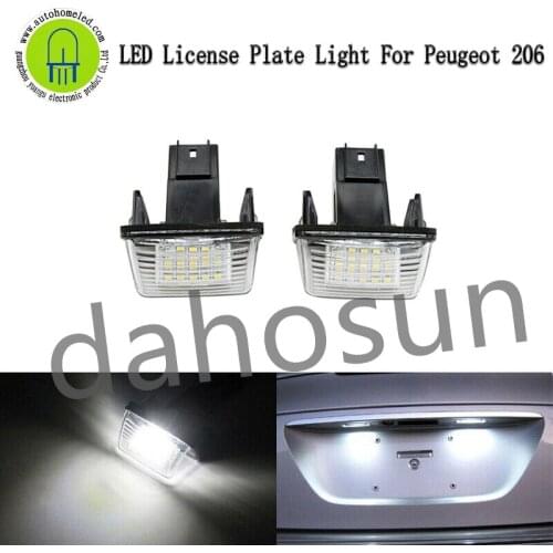 2Pcs White LED Rear Number License Plate Lights Fit for Peugeot 206 207 306 307 308 406 407 5008 Partner SAXO CITROEN C3 C4 C5