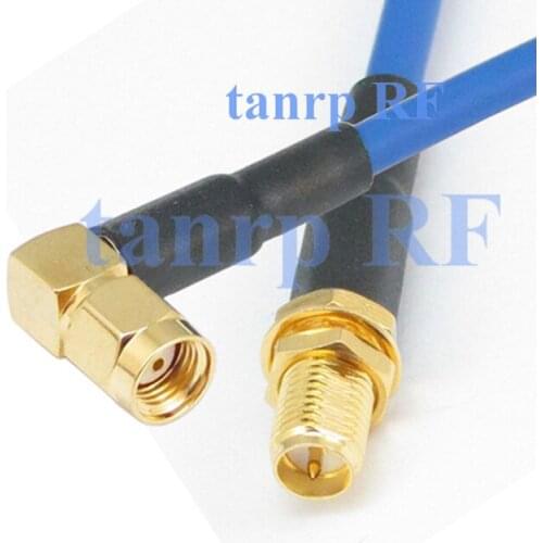 20inch RP SMA male right angle to RP SMA female RF adapter connector 50CM coaxial Flexible blue jacket jumper cable RG402