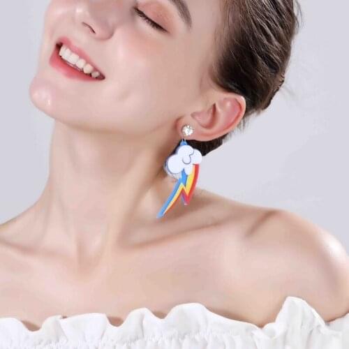 2020 New Colorful Cute Crystal Cloud Long Lightning Earrings for Women Creative Acrylic Earrings Aretes De Mujer Pendientes
