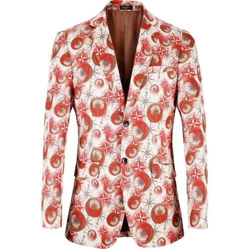2021 Compass Printing Casual Men Blazer Suit Easter Male USA Big Size Suit Jacket Mens Business Party Blazers Outerwear Coats