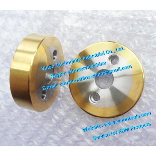 2pcs) 130003359+130003360 edm Pinch Roller Flat+Pinch Roller Grooved Ø50xØ8x24t, Left&Right 130.003.359,130.003.360 for ROBOFIL