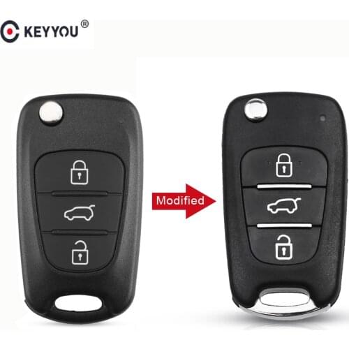 KEYYOU 3 Button Filp Modified Remote Control Car Key Shell Case Fob For Hyundai I30 IX35 Avante For Kia K2 K5 Sorento Sportage