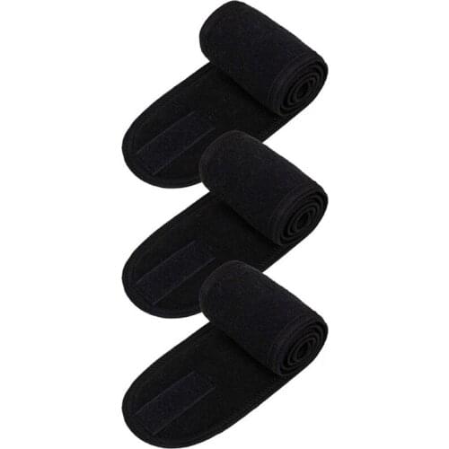 3Pcs Facial Spa Headband Kit Makeup Shower Bath Wrap Sport Headband Terry Cloth Adjustable Stretch Towel with Magic Tape