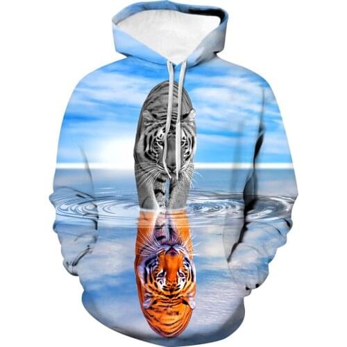 3D Custom Hoodies for Men Fashion Streetwear Man Tigers Play Water Mans Pullover Sweatshirt Male Clothing Dropshiping