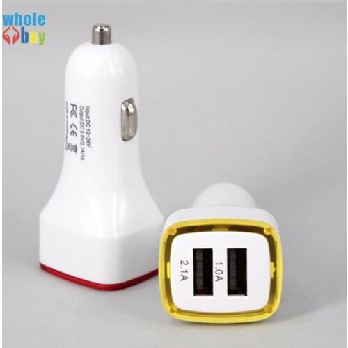 2Port USB car charger high quality cehicle-mounted mobile charger LED lights for iPhone Samsung Galaxy free shipping 300pcs/lot