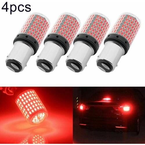 4pcs/set Car Rear Lamps 1157 BAY15D LED 144 SMD 20W Car Brake Reverse Lamp Tail Light Red Bulb For BMW Golf Tesla Passat