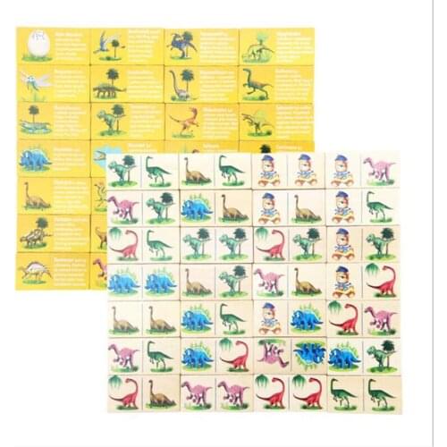 Free ship kids 28pc wooden dino dinosaur domino blocks educational children toys