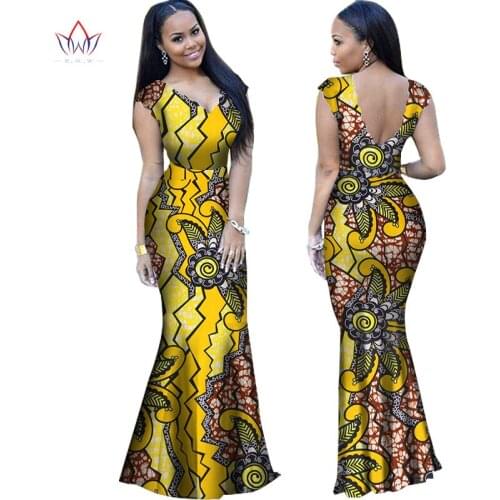 Summer Dress for Women Dashiki Elegant Floor Dresses for Lady Bazin Riche V-neck Party Dress African Clothing WY1090