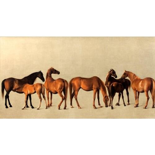 Large Canvas art Animal paintings for study room Mares and Foals by George Stubbs horses Painting oil hand painted