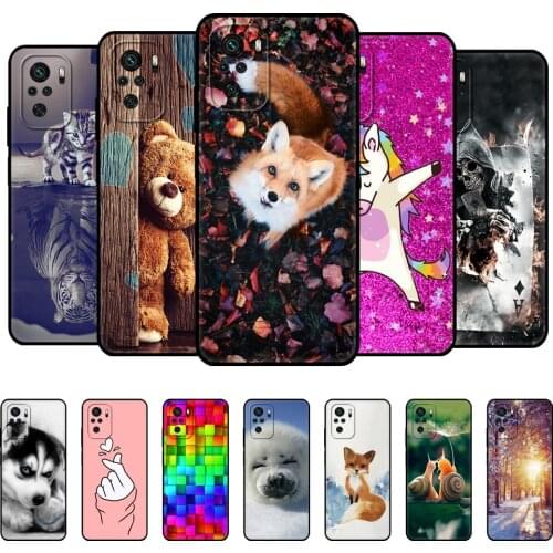 For Xiaomi Redmi Note 10 Case 4G 5G Back Cover For Redmi Note 10 Pro Global Phone Case On Redmi Note 10S Silicon black tpu case