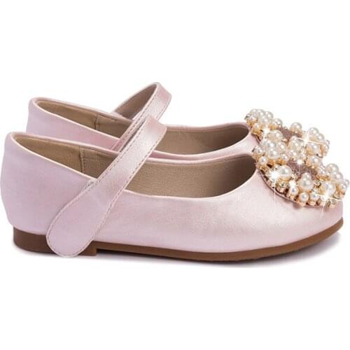 CMSOLO Princess Girls Kids Shoes Leather Pink Silver Color Flat Heels Leather Shoes Party Cute Girl Single Shoe Bringht Summer