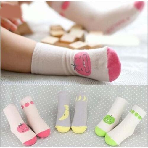 Kids Baby Small Infant Socks Little fruit Cotton Sock Cartoon Pattern Anti-slip Socks for newborns