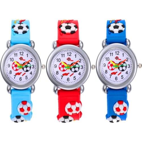 Dropshipping Cartoon Children Watch 3D Silicone Strap Football Pattern Kids Watches for Boys Girls Birthday Christmas Gift Clock