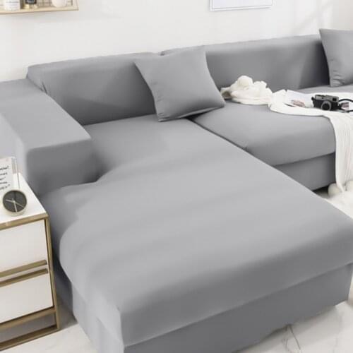 Elastic Sofa Covers for Living Room Elastic Solid Corner Couch Cover L Shaped Chaise Longue Slipcovers Chair Protector