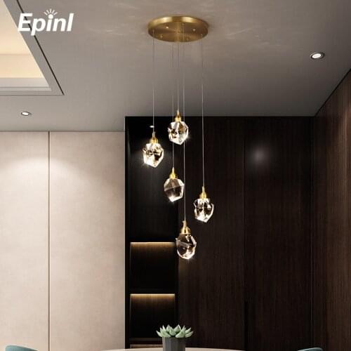 Epinl Luxury Diamond Crystal Copper Chandelier Light Dining Room Bedroom Living Restaurant Lamp Hotel Villa Christmas Home Decor