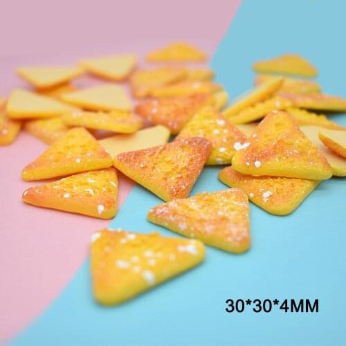 Kawaii Simulation Biscuit Triangle Shape Resin Cabochons 10pcs 30mm Cute Food Cameo Patch sticker Fit Gir Hair Bow Clip Pin DIY