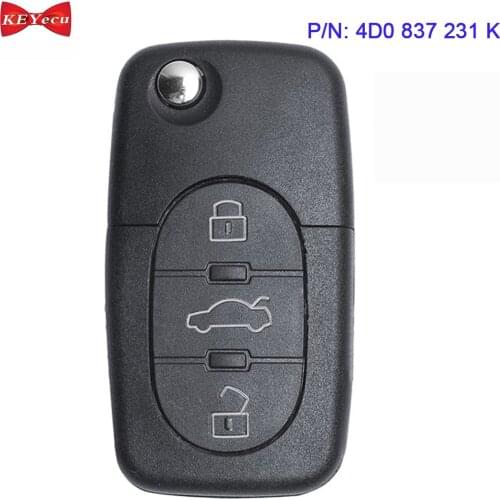 KEYECU for Audi A6 1998 1999 2000 2001 2002 2003 2004 TT 2002 2003 2004 2005 2006 Remote Key Fob 4D0 837 231K 4D0837231K 433MHz