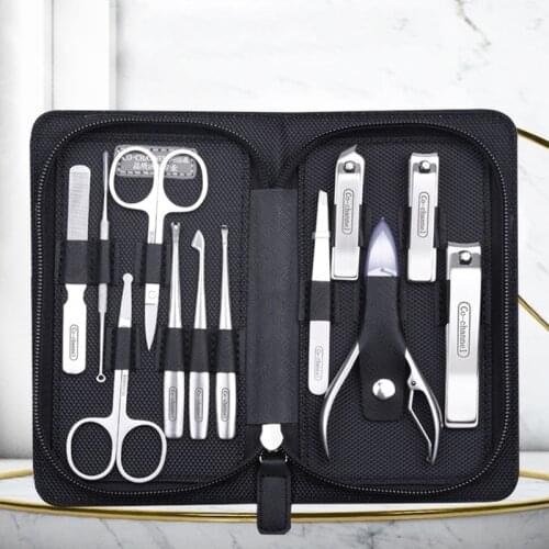 Manicure Kits 9 in 1 Stainless Steel Cuticle Nippers Professional Nail Clippers Home Scissors Cutter Travel Set Care Tools