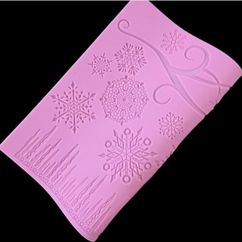 Minsunbak Christmas Series Cake Border Decoration Silicone Mold Snowflake Pattern Lace Silicone Pad Sugar Lace Mat