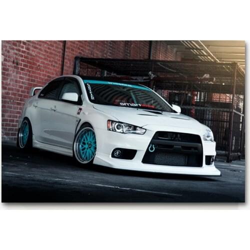Mitsubishi Lancer Evolution Evo Car tuning white cars vehicle Posters Canvas Art Prints Wall Art Paintings For Living Room Decor