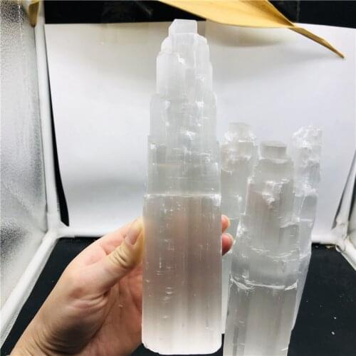 Natural Quartz Crystal Selenite Lamp Flame Reiki Healing Mineral Specimen Wedding Decoration Home Decor