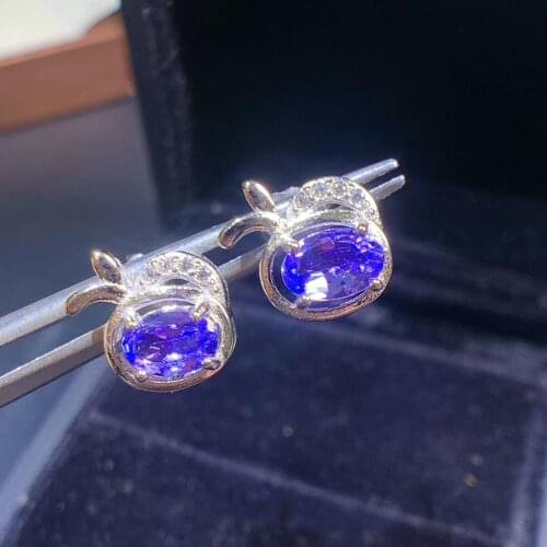 New Arrival Natural and Real Natural and Real Tanzanite Earring 925 sterling silver Fahshion Natural Tanzanite Earring