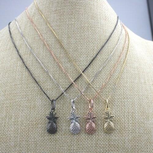 16inch 10str/lot Handmade CZ pineapple shape pendant necklace,fashion and colorful cz charm jewelry, ladies jewelry