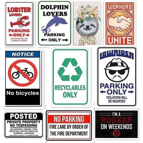 Warning/Parking Only Modern Metal Plaque Tin Sign Wall Plate Decor For parking Area Bar Pub Club Man Cave Iron Painting 20x30cm
