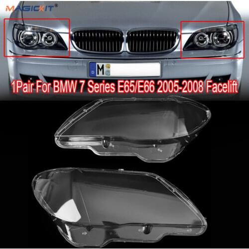 MagicKit Car Clear Headlight Lens Plastic Cover Suitable For BMW 7 E65 E66 LCI 2005-2008 Automobiles head light lamp Lens