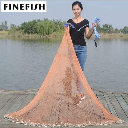 Size 2.4-7.2M With Sinker or Without Sinker Catch Fishing Net American Small Mesh Trap Cast Network Fly Hunting Hand Throw Nets