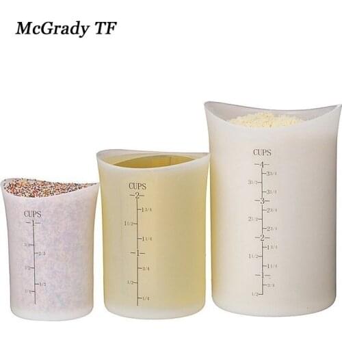 Silicone Measuring Cup Transparent Cup Scale Crystal Glue Reusable Measuring Tools For Baking Tools Kitchen Tools