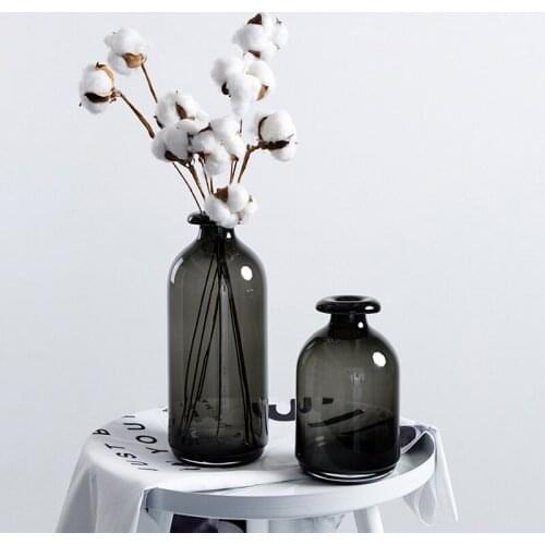 Nordic Glass Vase Black Flower Vases Home Decoration Accessories Living Room Decor Vase Decoration Household Transparent Vases