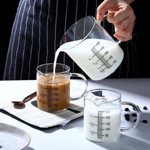 Heat-resistant Glass measuring cup jigger for espresso coffee Double-mouthed ounce cup Small big milk cup Coffee cup Latte cup