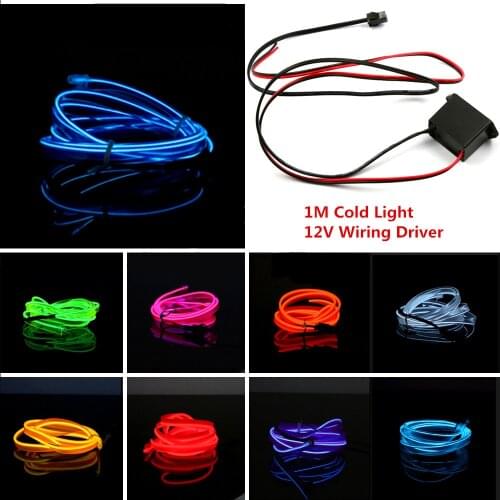 Haoyuehao DIY Decoration 12V Auto Car Interior LED Neon Light EL Wire Rope Tube Line Party Weeding Decal 10 Colors pink 1M