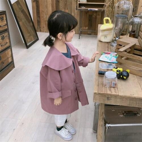 Girls coat big collar windbreaker jacket 2019 autumn new childrens clothing 3-8 years old