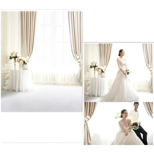 DAWNKNOW Curtain Room Vinyl Photography Background Indoor Window Polyester Backdrop For Wedding Photo Studio Props 5822