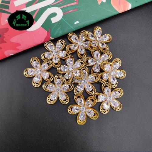 Zircon Lucky Flower Button for Women DIY 20pcs Crystal Zircon Flowers Accessories Flatback Zircons Findings Embellishments