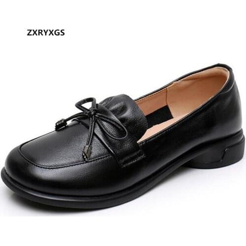 Hot 2021 New Autumn Women Shoes Casual Fashion Shoes Women Flats Large Size Bowknot Top Cowhide Soft Sole Comfortable Flat Shoes