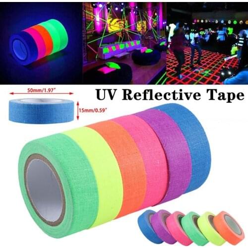 1/6Pcs Fluorescent Tapes UV Reflective Tapes Noctilucent Tapes Self-Adhesive For Party Floors Stages