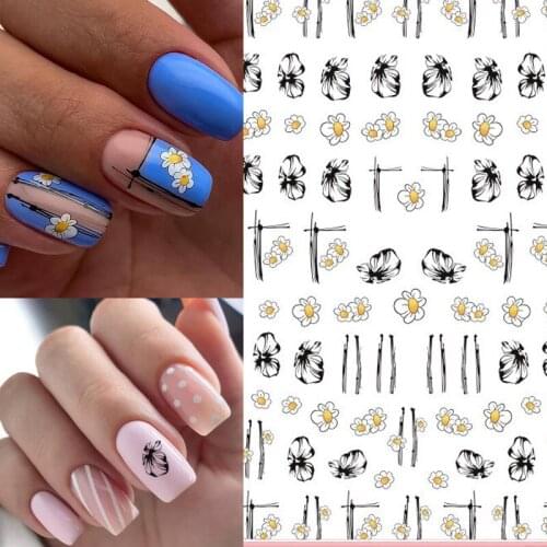1pcs colorful Floral 3d Nail Sticker Cute Leaf/Ink Flower Design for Manicur Nail Art DIY Transfer Sticker Nail Art Decoration