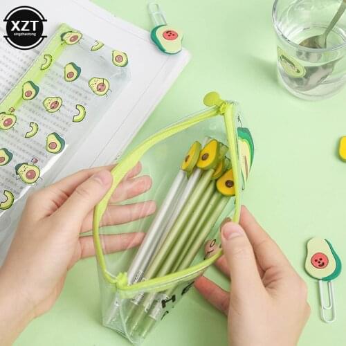 1Pcs Lovely Zipper Pencil Case Avocado School Pencil Box Kawaii Pencilcase Portable Pencil Bag School Supplies Office Stationery