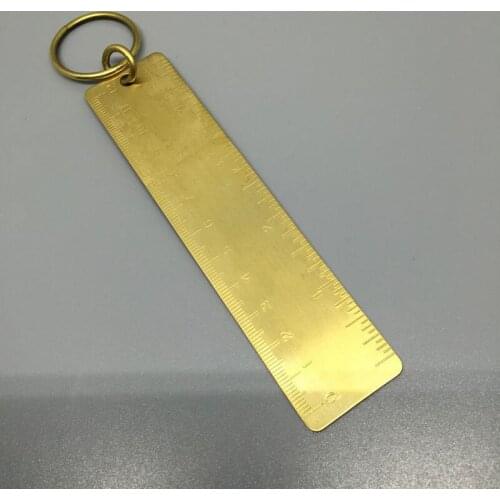 1 Pcs Vintage Brass Handmade Pocket Straight Ruler School Copper Metal Bookmark EDC Tools CM Inch Dual Scales 12CM 2 Patterns