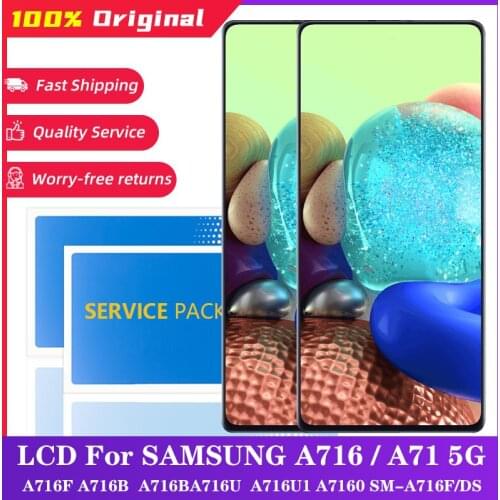 100% SUPER AMOLED 6.7" LCD with frame for SAMSUNG Galaxy A716 A71 5G A716F SM-A716F/DS Display Touch Screen Digitizer Assembly