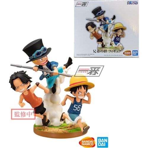 12cm BANDAI Original Anime Figure ONE PIECE Monkey D. Luffy PortgasD Ace Sabo Overseas Limited Scenery Figures